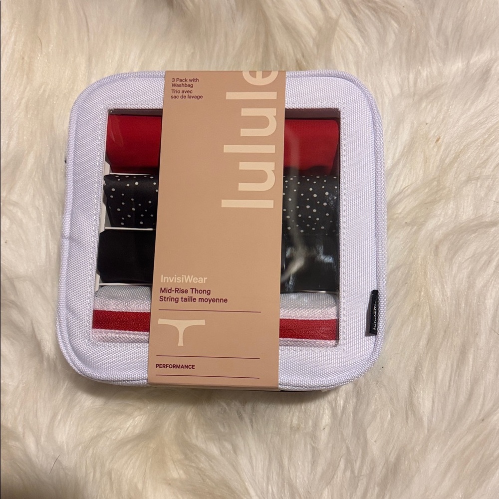 Lululemon InvisiWear Mid-Rise thong Underwear 3 Pack Size L NWT